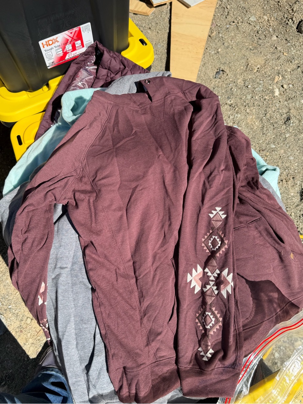 Maurices Maroon Aztec-Accent Long Sleeve Hoodie